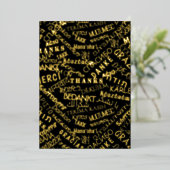 Hartelijk dank! Zwarte Gold Foil Multi-Language Wo Folie Feestdagenkaart (Staand Voorkant)