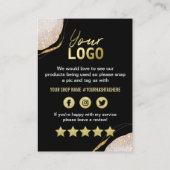 Hartelijk dank, zwarte goudkaart visitekaartje (Achterkant)