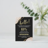 Hartelijk dank, zwarte goudkaart visitekaartje (Staand voorkant)