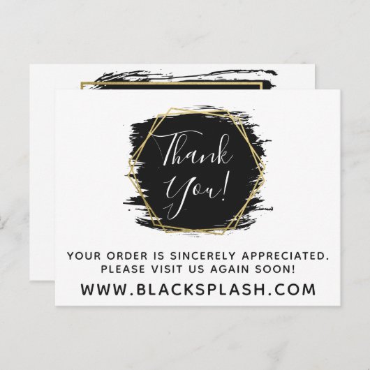 Hartelijk dank, zwarte schilderlijn en modern Gold Briefkaart (Voorkant / Achterkant)