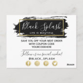 Hartelijk dank, zwarte schilderlijn en modern Gold Briefkaart (Achterkant)