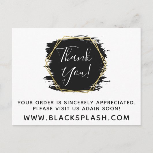Hartelijk dank, zwarte schilderlijn en modern Gold Briefkaart (Voorkant)
