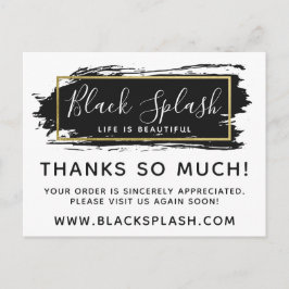 Hartelijk dank, zwarte schilderslag & Gold 4-foto Briefkaart