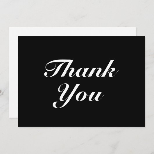 Hartelijk dank, zwarte witte, elegante briefkaart (Voorkant / Achterkant)