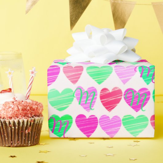 Hartelijk en aangepast monogram voor uw unieke ont cadeaupapier (Verjaardagsfeest)