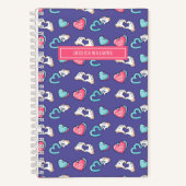 Hartelijk Geborduurd Patroon Retro Tienerliefde Pa Notitieboek (Voorkant)