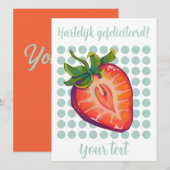 Hartelijk gefeliciteerd aardbei feestdagenkaart (Voorkant / Achterkant)