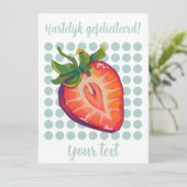 Hartelijk gefeliciteerd aardbei feestdagenkaart (Staand voorkant)