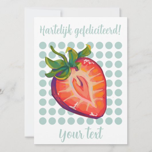 Hartelijk gefeliciteerd aardbei feestdagenkaart (Voorkant)