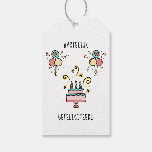 Hartelijk Gefeliciteerd | Happy Birthday Cadeaulabel (Voorkant)