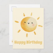 Hartelijk gefeliciteerd! Lieve waterverf zon Briefkaart (Voorkant / Achterkant)