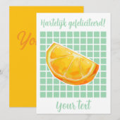 Hartelijk gefeliciteerd sinaasappel feestdagenkaart (Voorkant / Achterkant)