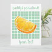 Hartelijk gefeliciteerd sinaasappel feestdagenkaart (Staand voorkant)