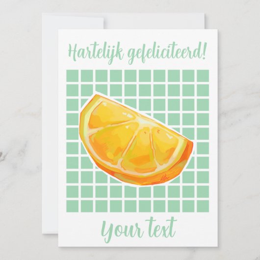 Hartelijk gefeliciteerd sinaasappel feestdagenkaart (Voorkant)