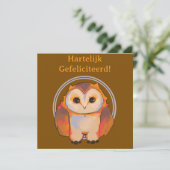 Hartelijk gefeliciteerd, sweet owl kaart (Staand voorkant)