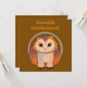 Hartelijk gefeliciteerd, sweet owl kaart (Voorkant / Achterkant in situ)