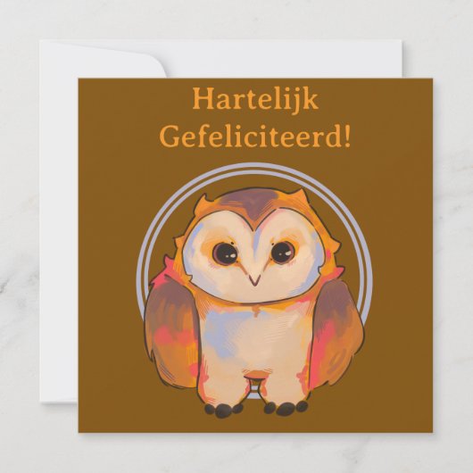 Hartelijk gefeliciteerd, sweet owl kaart (Voorkant)