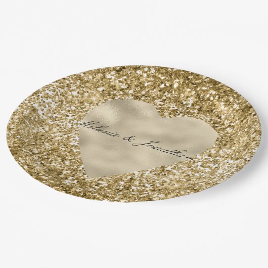 Hartelijk gepersonaliseerd goud papieren bordje (Gekanteld)