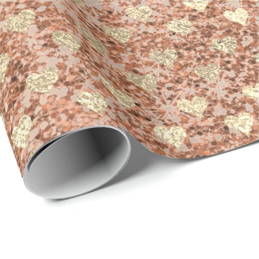 Hartelijk glitter roze Rose Gold Crystals Klein gl Cadeaupapier (Rol Hoek)