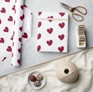 Hartelijk Hart - Bordeauxrood en Wit - Cadeaupapier