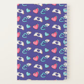 Hartelijk Hart Doodle Patroon Retro Tiener Liefde  Notitieboek (Achterkant)