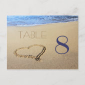 Hartelijk hart in zand tabelnummerkaarten briefkaart (Voorkant)