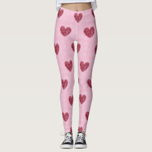 Hartelijk hart op roze, compacte vormgeving leggings