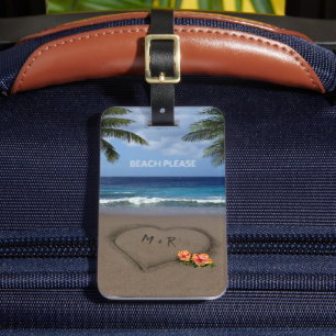 Hartelijk hart zand (aanpasbaar) bagagelabel