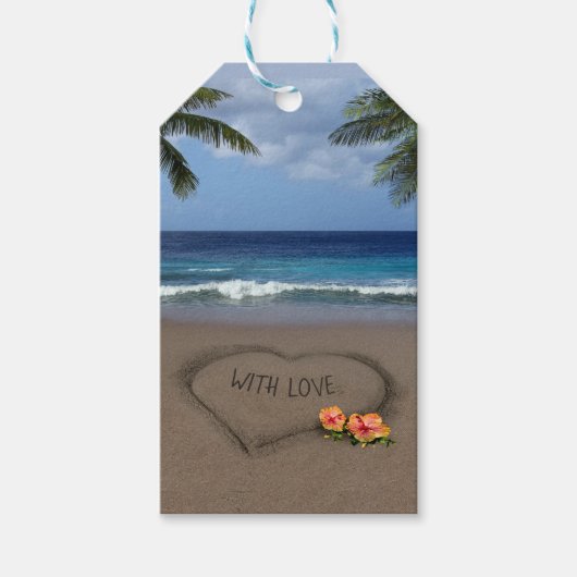 Hartelijk hart zand (aanpasbaar) cadeaulabel (Voorkant)