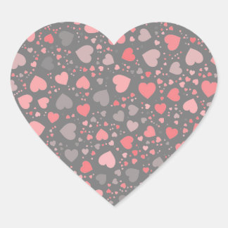 Hartelijk Hartpatroon Roze/Grijs Pasteltinten Hart Sticker