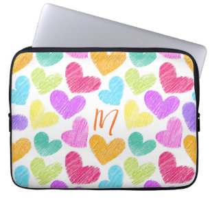 Hartelijk Kleurrijk Hart Pastel Valentijn Liefde M Laptop Sleeve