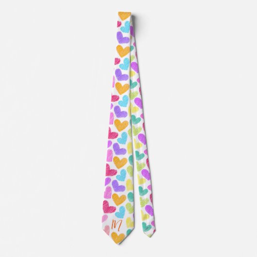 Hartelijk Kleurrijk Hart Pastel Valentijn Liefde M Stropdas (Voorkant)