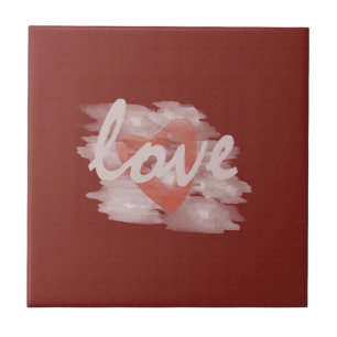 Hartelijk lief rood canvas met watercolor hartjes tegeltje