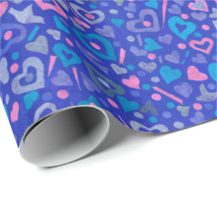 Hartelijk liefde Valentijnse papieren inktpatroon  Cadeaupapier