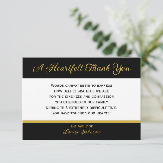 Hartelijk medeleven Dank u Bedankkaart (Staand voorkant)