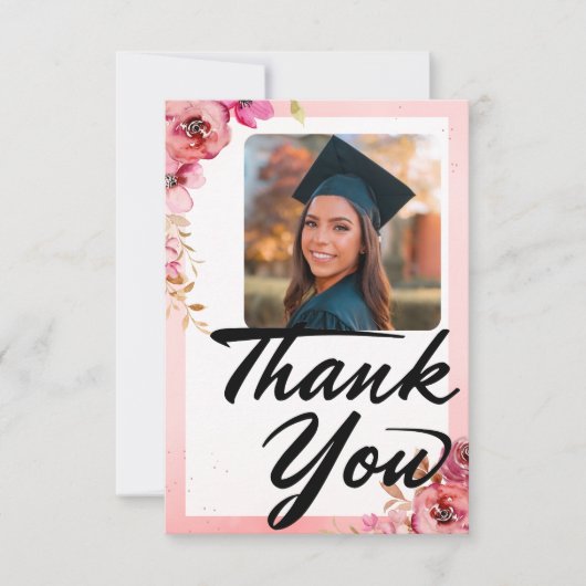 Hartelijk notitie tante Afstuderen foto Floral Bedankkaart (Voorkant)