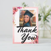 Hartelijk notitie tante Afstuderen foto Floral Bedankkaart (Staand voorkant)