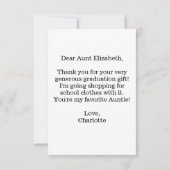 Hartelijk notitie tante Afstuderen foto Floral Bedankkaart (Achterkant)