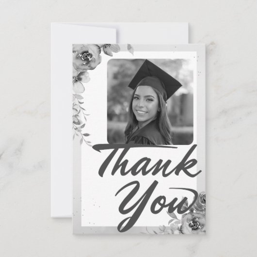 Hartelijk notitie tante Afstuderen foto Floral Bedankkaart (Voorkant)