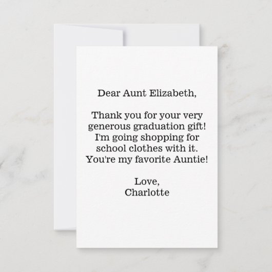 Hartelijk notitie tante Afstuderen foto Floral Bedankkaart (Achterkant)