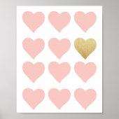 Hartelijk roze goudzustende Baby Nursery Wall Art Poster (Voorkant)