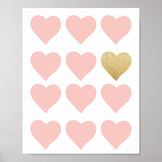 Hartelijk roze goudzustende Baby Nursery Wall Art Poster (Voorkant)