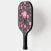 Hartelijk Roze Hart Bloem Monogram Hond Foto Colla Pickleball Paddle (Links)