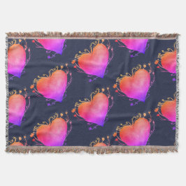 Hartelijk roze liefdesWaterverf Art Throw Blanket Deken