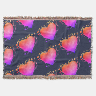 Hartelijk roze liefdesWaterverf Art Throw Blanket Deken