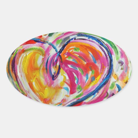 Hartelijk schilderende tekenmerken ovale sticker (Voorkant)