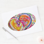 Hartelijk schilderende tekenmerken ovale sticker (Envelop)