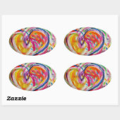 Hartelijk schilderende tekenmerken ovale sticker (Vel)