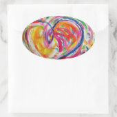 Hartelijk schilderende tekenmerken ovale sticker (Tas)