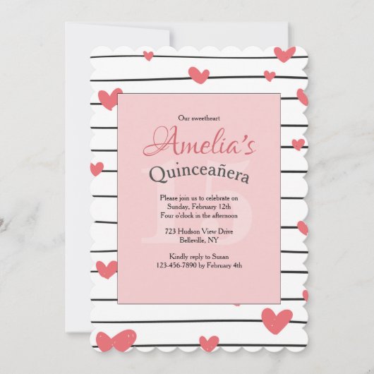 Hartelijk Uitnodiging Quinceañera Uitnodiging (Voorkant)